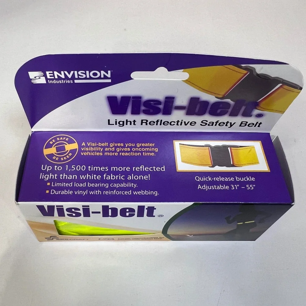 NEW Visi-belt Reflective Safety Belt Yellow Adjustable 31-55in Military‎ Running